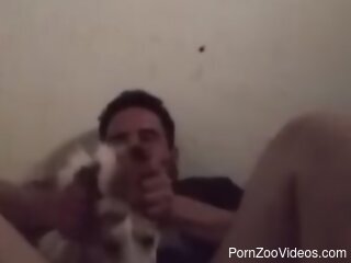 Clothed man and his furry dog share unique zoophilia